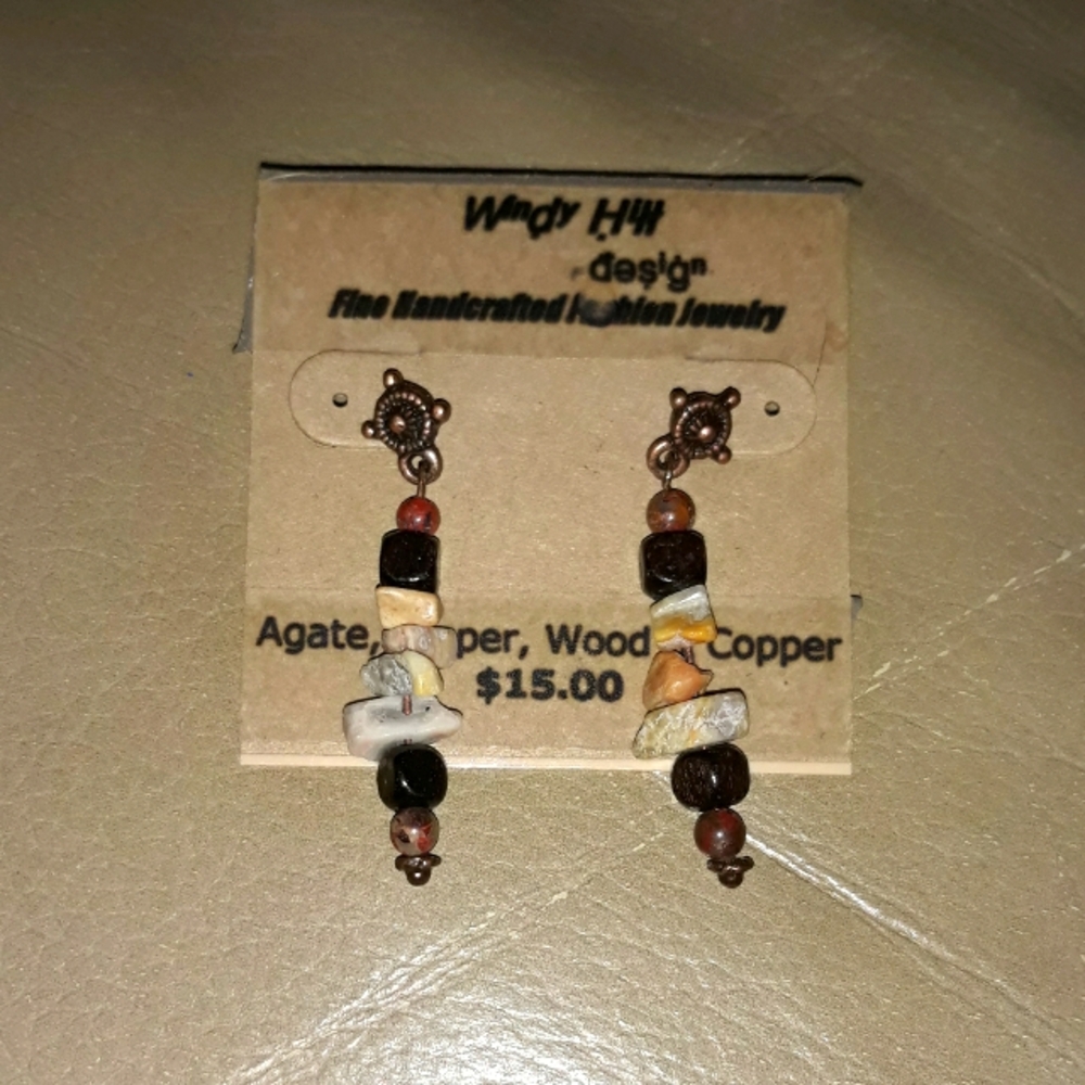 Copper and Stone Earrings